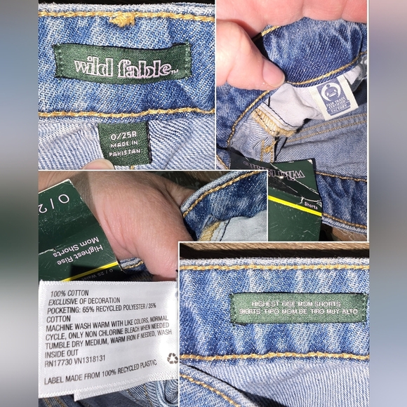 NWT Wild Fable Highest Rise Mom Short Cuffed Denim Jean HAPPY Shorts 0 25R 25 R - Picture 7 of 10